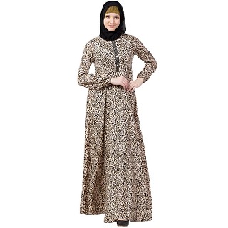 Animal printed casual abaya